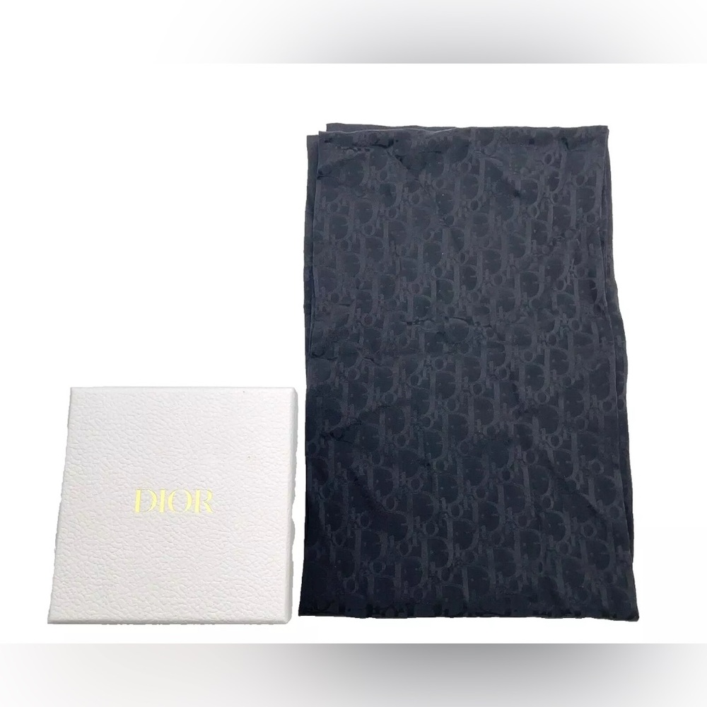 Authentic Christian Dior Carré 90 Black Silk Scarf W/Box (DCO) - Picture 3 of 12